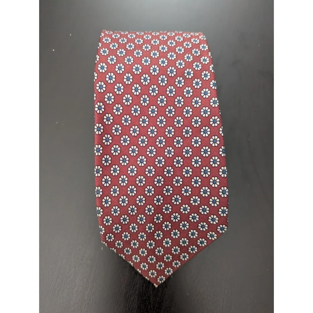 Robert Talbott‎ Tie Necktie USA Made English Silk Maroon Red Floral Print 58